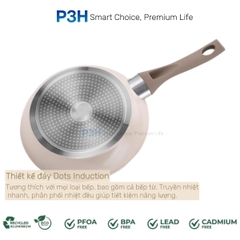 Nồi chảo chống dính phủ sứ Amercook LUNA dung được bếp từ lớp phủ sứ chống dính vượt trội P3H
