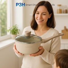Nồi chảo chống dính phủ sứ Amercook LUNA dung được bếp từ lớp phủ sứ chống dính vượt trội P3H