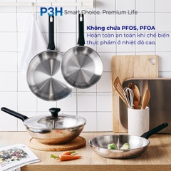 Nồi Chảo Inox chống dính LocknLock Daily STS PPW thân bằng thép không gỉ 304 tay cầm chịu nhiệt P3H