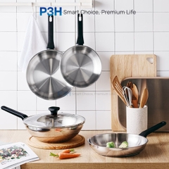 Nồi Chảo Inox chống dính LocknLock Daily STS PPW thân bằng thép không gỉ 304 tay cầm chịu nhiệt P3H