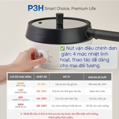 Nồi điện đa năng LocknLock 4 trong 1 EJP421WHT dung tích 2L tích hợp nướng chiên hấp lẩu tiện lợi công suất 1000W P3H