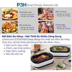 Nồi Điện Đa Năng LocknLock 6L 1800W Giải Pháp Nấu Ăn Toàn Diện Cho Gia Đình Hiện Đại EJP261WHT P3H