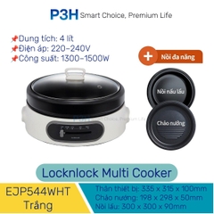 Nồi Điện Đa Năng LocknLock Nướng & Lẩu 2 Trong 1 nồi lẩu dung tích 4L Nồi ướng 26cm Xanh Navy EJP542NVY EJP544WHT