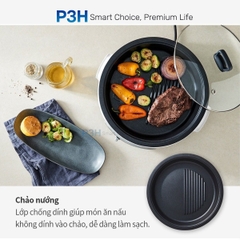 Nồi Điện Đa Năng LocknLock Nướng & Lẩu 2 Trong 1 nồi lẩu dung tích 4L Nồi ướng 26cm Xanh Navy EJP542NVY EJP544WHT