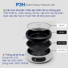 Nồi Điện Đa Năng LocknLock Nướng & Lẩu 2 Trong 1 nồi lẩu dung tích 4L Nồi ướng 26cm Xanh Navy EJP542NVY EJP544WHT