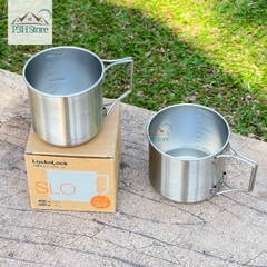 Set 2 ly inox LocknLock SLO dung tích 450ml và 500ml nhỏ gọn dành cho dã ngoại , du lịch LHC7003