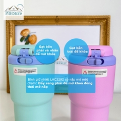 Bình giữ nhiệt LocknLock Daily Macaron LHC3292 Nắp mở một chạm Dung tích 480ML