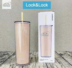 Ly nhựa 2 lớp LocknLock 720ml dạng thân cao dễ dàng cầm nắm bằng 1 tay Cold Cup HAP528