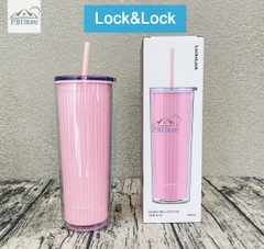 Ly nhựa 2 lớp LocknLock 720ml dạng thân cao dễ dàng cầm nắm bằng 1 tay Cold Cup HAP528