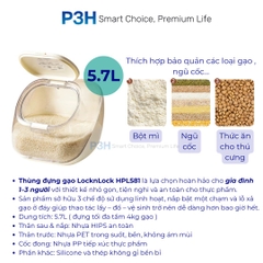 Thùng Đựng Gạo LocknLock 5.7L HPL581 kèm cốc đong – Thiết kế thông minh, tiện lợi cho mọi căn bếp P3H