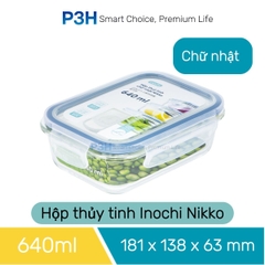 Hộp thủy tinh chịu nhiệt Nikko Inochi nắp trắng có lổ thoát hơi khóa 4 chấu chắc chắn P3H