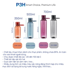 Bình nước thể thao nhựa Tritan Inochi Kita Slim 350ml, 500ml, 700ml nắp vặn kín nước quai xách tiện lợi P3H Store
