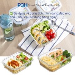 Hộp thủy tinh chịu nhiệt Nikko Inochi nắp trắng có lổ thoát hơi khóa 4 chấu chắc chắn P3H