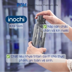Bình nước thể thao nhựa Tritan Inochi Kita Slim 350ml, 500ml, 700ml nắp vặn kín nước quai xách tiện lợi P3H Store