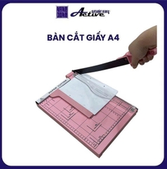 Bàn cắt giấy A4 sắt - Có thanh chặn giấy - Màu Hồng