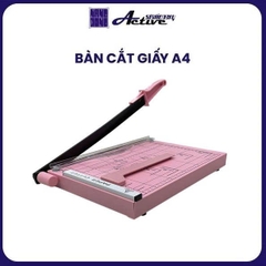 Bàn cắt giấy A4 sắt - Có thanh chặn giấy - Màu Hồng