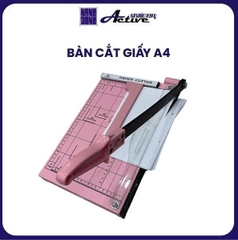 Bàn cắt giấy A4 sắt - Có thanh chặn giấy - Màu Hồng