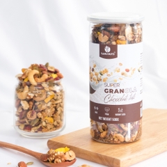 Granola siêu hạt 15% yến mạch TANU NUTS, hạt ngũ cốc granola ăn kiêng giảm cân không đường tốt cho gym, yoga hũ 500g