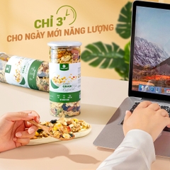 Granola siêu hạt 15% yến mạch TANU NUTS, hạt ngũ cốc granola ăn kiêng giảm cân không đường tốt cho gym, yoga hũ 500g