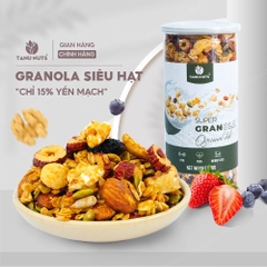 Granola siêu hạt 15% yến mạch TANU NUTS, hạt ngũ cốc granola ăn kiêng giảm cân không đường tốt cho gym, yoga hũ 500g