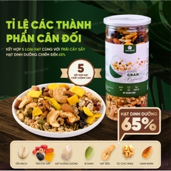 Granola siêu hạt 15% yến mạch TANU NUTS, hạt ngũ cốc granola ăn kiêng giảm cân không đường tốt cho gym, yoga hũ 500g