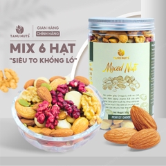 Hạt dinh dưỡng mix 6 loại TANU NUTS hũ 500g,hạt ngũ cốc bà bầu gồm macca, óc chó vàng - đỏ, hạnh nhân, bí xanh, hạt điều