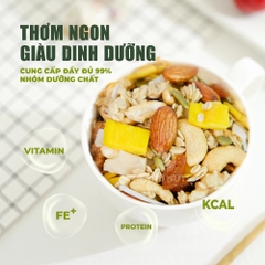 Granola siêu hạt TANU NUST 35% yến mạch, ngũ cốc granola ăn kiêng dinh dưỡng giảm cân gym yoga hũ 500g