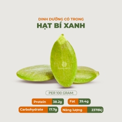 Hạt bí xanh rang chín TANU NUTS, hạt bí xanh tách vỏ Ấn Độ sấy giòn nguyên vị