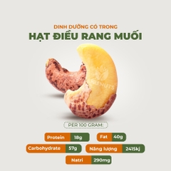 Hạt điều rang muối nguyên hạt TANU NUTS, hạt điều rang muối Bình Phước thơm ngon