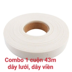 Dây lưới, dây viền (COMBO 1 CUỘN 43 Mét) rộng 3.5cm hỗ trợ may cuốn lai, cuốn tà áo, cuốn may lai siêu đẹp trong may măc