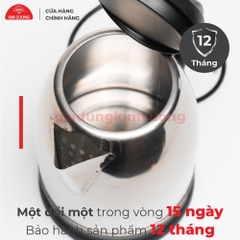 Ấm Đun Nước Siêu Tốc Inox 2 Lít Kim Cương [Bảo Hành Chính Hãng 12 Tháng]