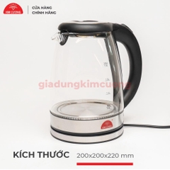 Ấm Đun Siêu Tốc Thủy Tinh 1.8 Lít Kim Cương [Bảo Hành Chính Hãng 12 Tháng]