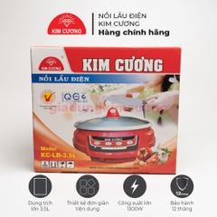 Nồi Lẩu Điện Đa Năng Kim Cương - Dung Tích 3.5 Lít [Bảo Hành Chính Hãng 1 Đổi 1]