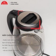 Ấm Đun Siêu Tốc Thủy Tinh 1.8 Lít Kim Cương [Bảo Hành Chính Hãng 12 Tháng]
