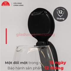 Ấm Đun Siêu Tốc Thủy Tinh 1.8 Lít Kim Cương [Bảo Hành Chính Hãng 12 Tháng]