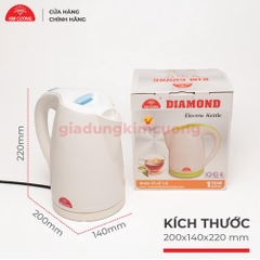 Ấm Đun Siêu Tốc Kim Cương 1.8 Lít Nhựa Cao Cấp [Bảo Hành Chính Hãng 12 Tháng]