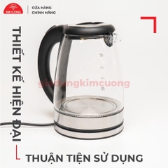 Ấm Đun Siêu Tốc Thủy Tinh 1.8 Lít Kim Cương [Bảo Hành Chính Hãng 12 Tháng]