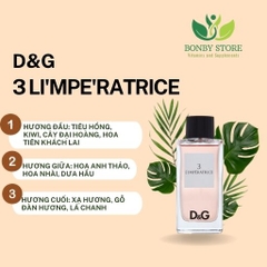 Chai nước hoa D&G 3 L’Imperatrice màu hồng phấn trên nền trắng