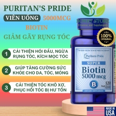 VIÊN UỐNG BỔ SUNG MỌC TÓC, GIẢM GÃY RỤNG TÓC BIOTIN SUPER 5000MCG PURITAN’S PRIDE-120 VIÊN