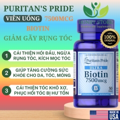 VIÊN UỐNG BỔ SUNG MỌC TÓC, GIẢM GÃY RỤNG TÓC BIOTIN ULTRA 7500MCG PURITAN’S PRIDE-50 VIÊN