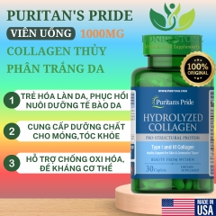 VIÊN UỐNG COLLAGEN THỦY PHÂN GIÚP TRẮNG DA, MỜ THÂM NÁM PURITAN’S PRIDE HYDROLYZED COLLAGEN 1000MG - 30 viên