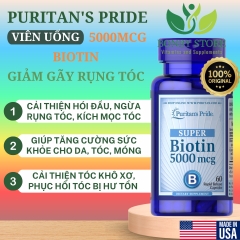 VIÊN UỐNG BỔ SUNG MỌC TÓC, GIẢM GÃY RỤNG TÓC BIOTIN SUPER 5000MCG PURITAN’S PRIDE-60 VIÊN