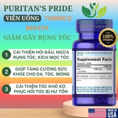 VIÊN UỐNG BỔ SUNG MỌC TÓC, GIẢM GÃY RỤNG TÓC BIOTIN ULTRA 7500MCG PURITAN’S PRIDE-50 VIÊN
