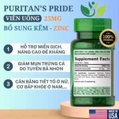 viên uống bổ sung kẽm zinc 25mg Puritan's Pride 100 viên