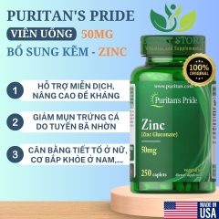 viên uống bổ sung kẽm zinc 50mg Puritan’s Pride 250 viên