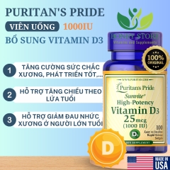 viên uống bổ sung vitamin D3 1000IU của Mỹ 100 viên