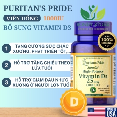viên uống bổ sung vitamin D3 1000IU của Mỹ 30 viên