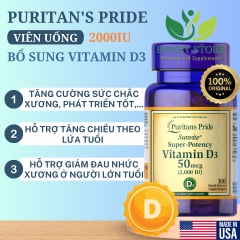 viên uống bổ sung vitamin D3 2000IU của Mỹ 100 viên