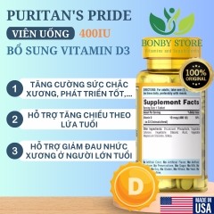 viên uống bổ sung vitamin D3 400IU của Mỹ 250 viên