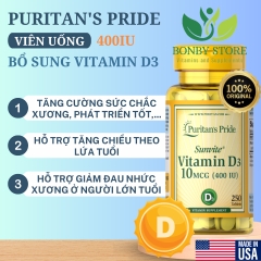 viên uống bổ sung vitamin D3 400IU của Mỹ 250 viên